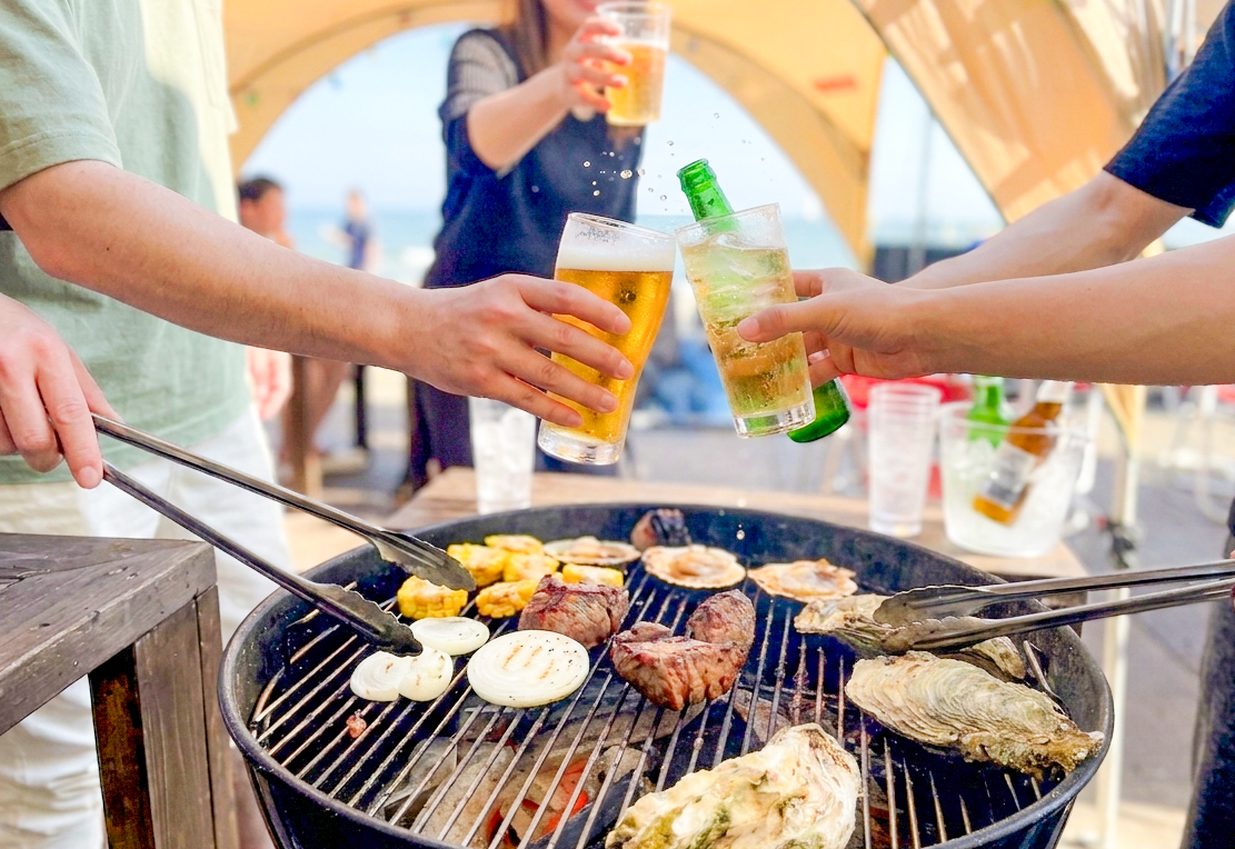 江ノ島 海の家BBQ ビールとBBQ